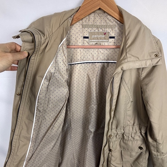 Marks & Spencer PerUna Women Hooded Trench coat US Sz 6 UK Sz 10 Body Sensor Tan - Picture 5 of 16